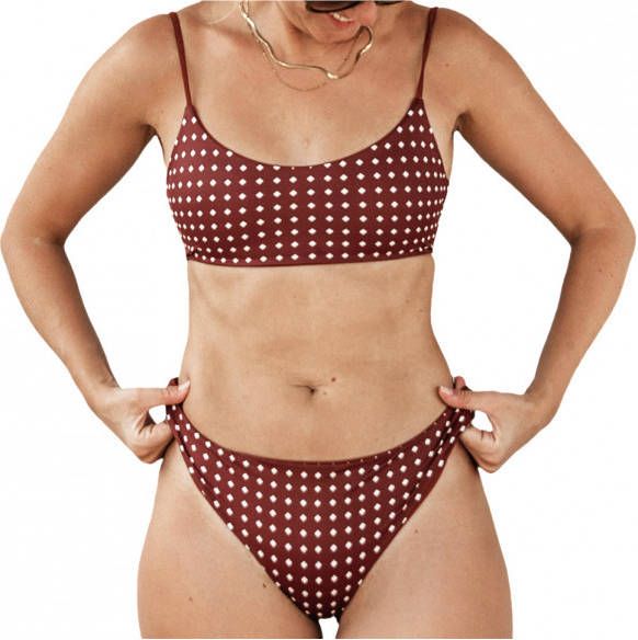 PURA clothing Women's Amara Top Bikinitop, beige/rood/bruin