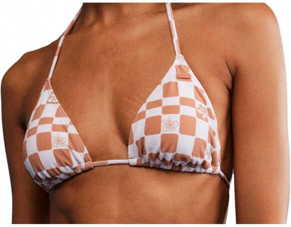 Roxy Women's Check it 2 Tiki Tri Bikinitop, wit/roze