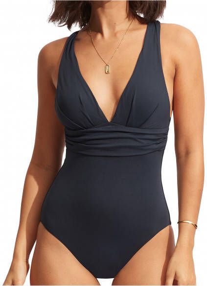 Seafolly Women's Collective Cross Back One Piece Badpak blauw
