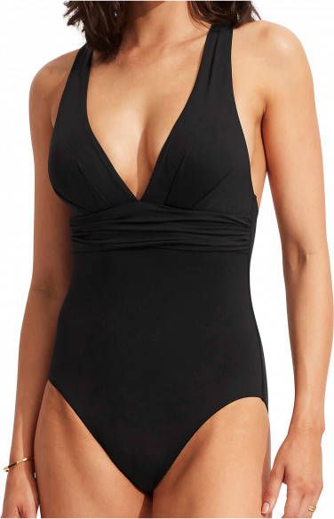 Seafolly Women's Collective Cross Back One Piece Badpak zwart