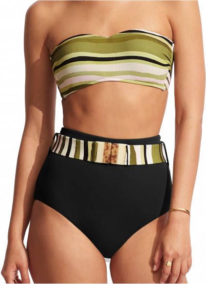 Seafolly Women's Sun Stripe Bustier Bandeau Bikinitop beige/bruin/zwart