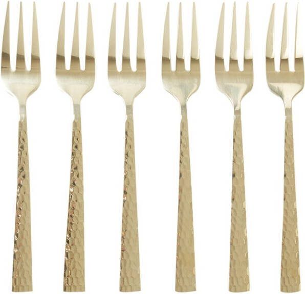 Xenos Gebaksvorkje Felicity champagnekleurig set van 6