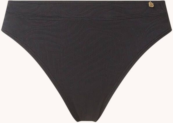 Beachlife Black Swirl high waisted bikinislip met structuur