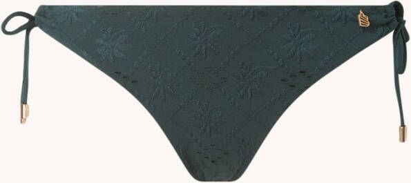 Beachlife Green Embroidery bikinislip met gestrikt detail
