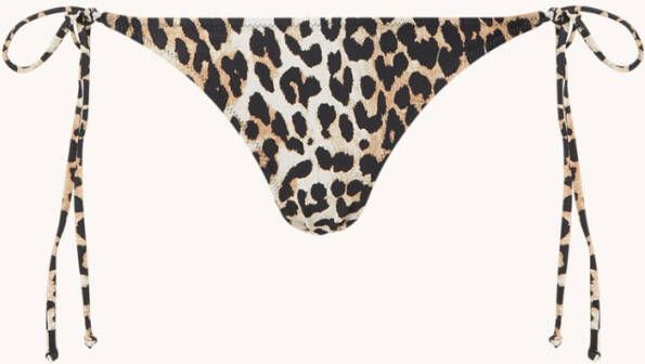 Ganni Leopard Print String Bikini Bottoms , Beige, Dames
