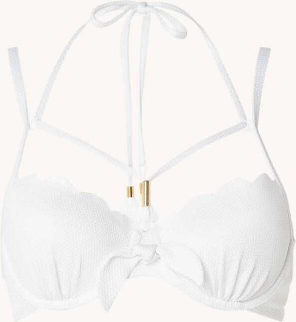 Hunkemö, ller Scallop beugel bikinitop met structuur en strikdetail