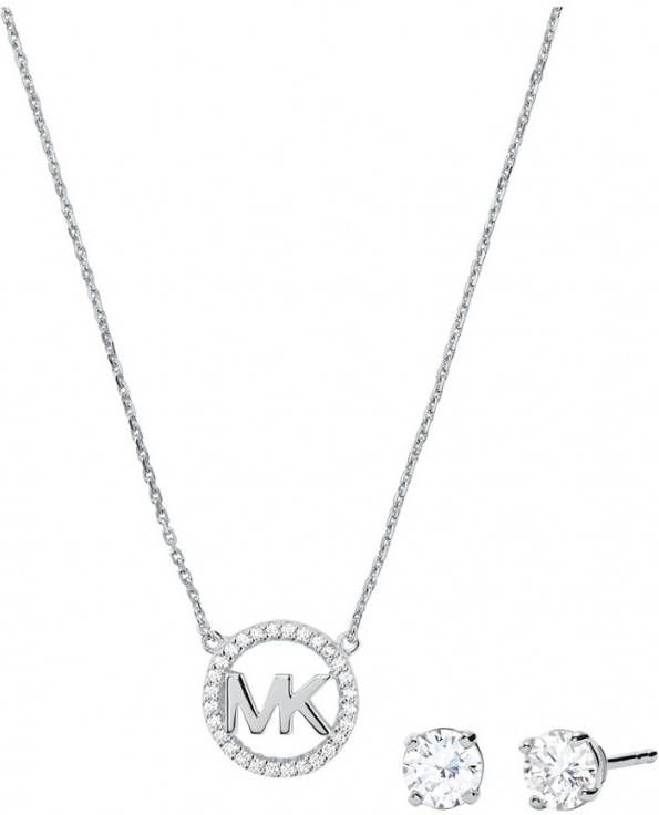 Michael Kors MK Logo cadeauset met ketting en oorknopjes van sterling zilver MKC1260AN040