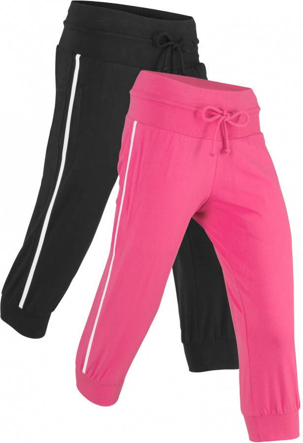 bpc bonprix collection 3/4 kniebroek level 1 (set van 2), donkerpink/zwart