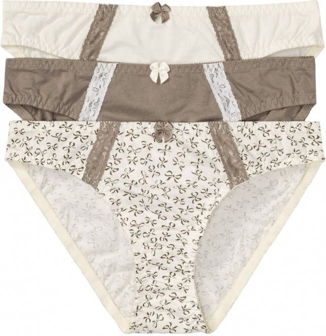 bpc bonprix collection Slip (set van 3), gedessineerd+taupe+champagnekleur