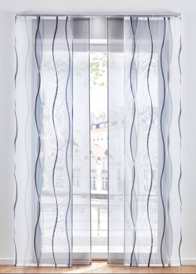 bpc living bonprix collection Transparant paneelgordijn met golvende print (2-dlg. set), crème/zilver