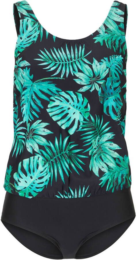 bpc bonprix collection Badpak, zwart/groen gebloemd, 80% polyamide, 20% elastan