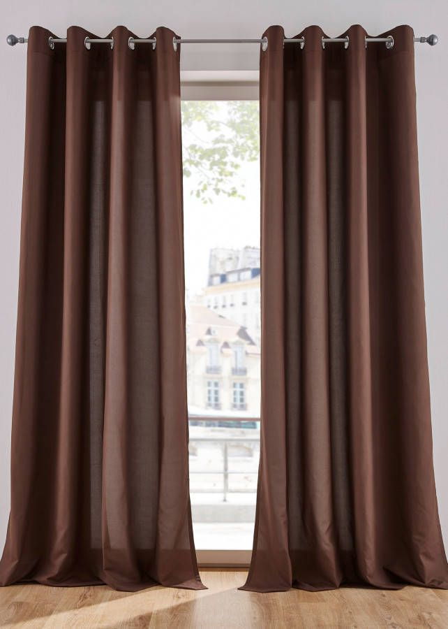 bonprix Microvezel gordijn met gerecycled polyester(set van 2 )