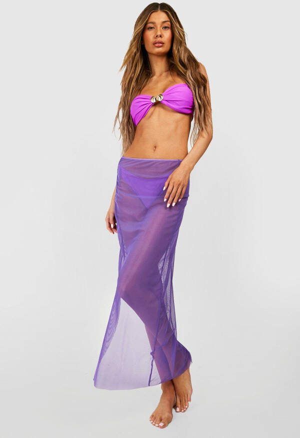 boohoo 3 Delige Soft Shell Bandeau Bikini Set En Rok, Vibrant Purple