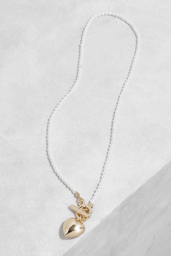 boohoo Allway Parel Hartjes Ketting, Gold