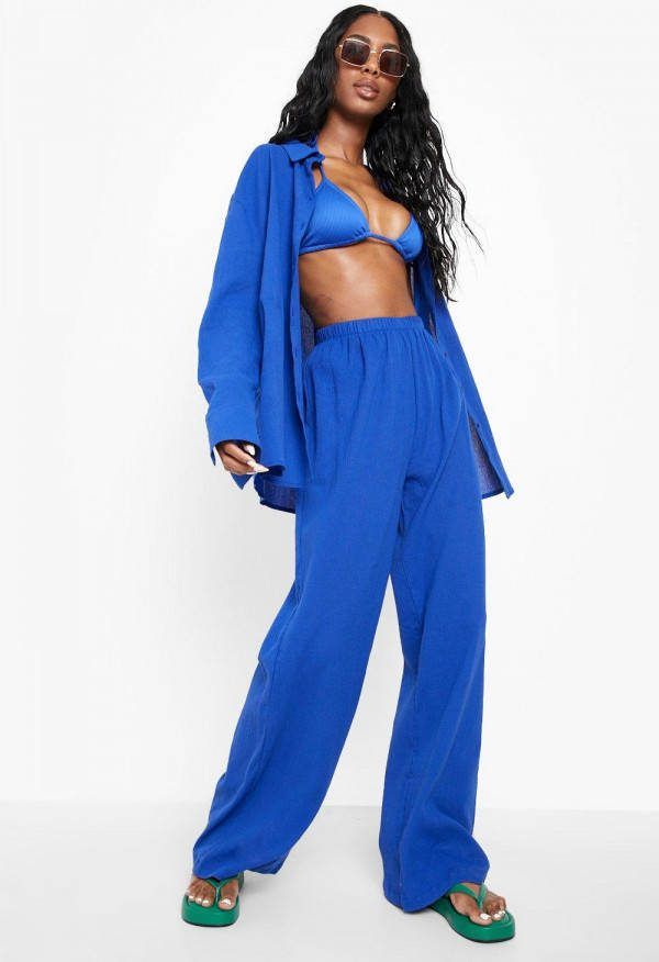 boohoo Biologisch Katoenen Strand Broek, Pacific Blue