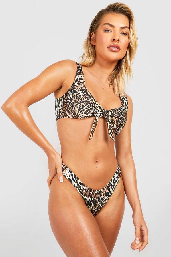 boohoo Boemerang Luipaardprint Bikini Broekje, Brown