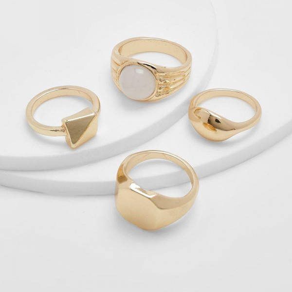 boohoo Dikke Gouden Parel Ringen Set, Gold