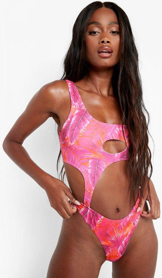 boohoo Gerecycled Tropicana Badpak Met Uitsnijding, Pink