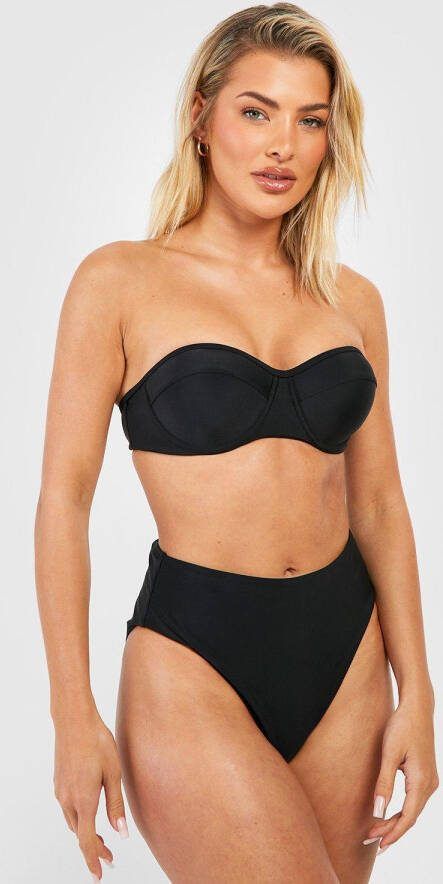 boohoo Gewatteerde High Waist Bikini Set Met Beugel, Black