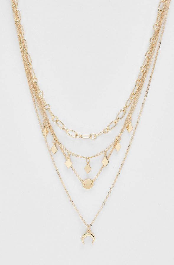 boohoo Gouden Dubbele Schakel Ketting Met Halve Maan, Gold