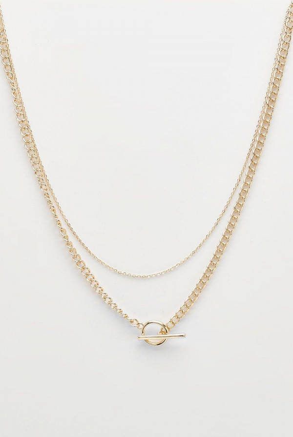 boohoo Gouden Schakel Ketting Met T Bar, Gold