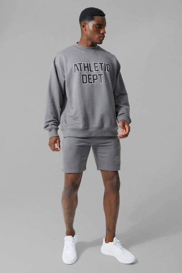 boohoo Man Active Oversized Athletic Trainingspak Met Trui, Charcoal