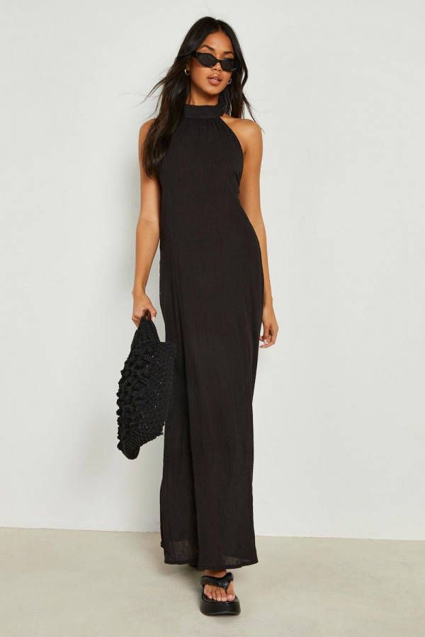 boohoo Maxi Jurk Met Halter Neck, Black