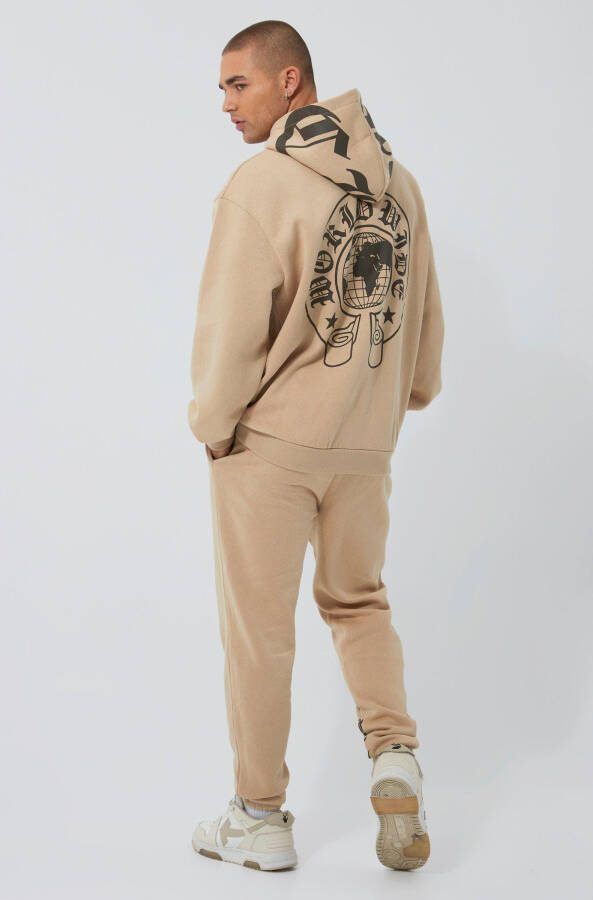 boohoo Oversized Ofcl Worldwide Trainingspak Met Capuchon, Sand