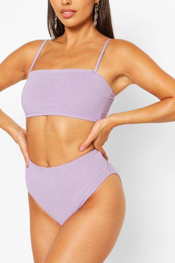 boohoo Petite. Gekreukt Topje Met Vierkante Hals, Lila