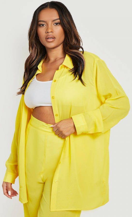 boohoo Plus Chiffon Strand Blouse, Yellow