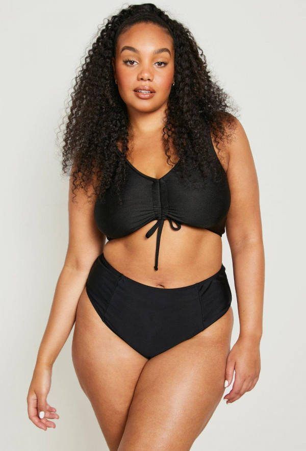 boohoo Plus Essentials Bikini Broekje Met Hoge Taille, Black