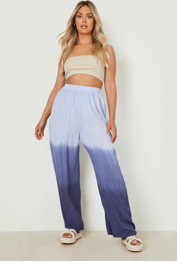boohoo Plus Kaasdoek Ombre Strand Broek, Blue