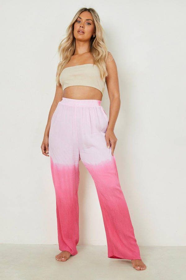boohoo Plus Kaasdoek Ombre Strand Broek, Pink