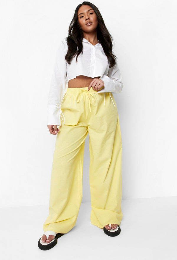 boohoo Plus Katoenen Strand Broek, Lemon