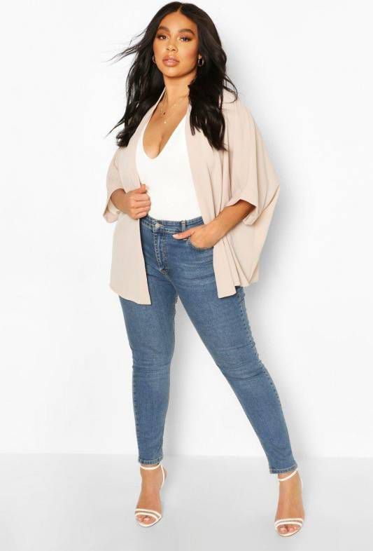 boohoo Plus Geweven Kimono, Steenrood