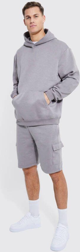 boohoo Tall Oversized Dun Cargo Trainingspak Met Shorts, Charcoal