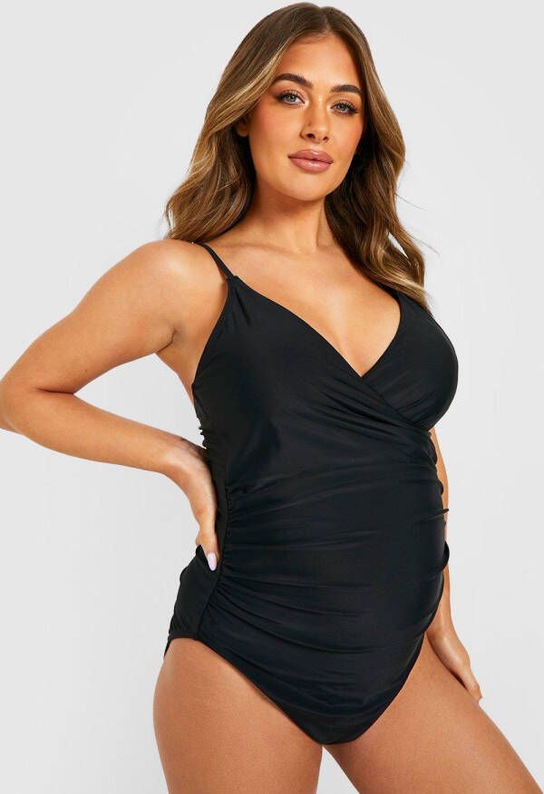 boohoo Zwangerschap Wikkel Badpak, Black