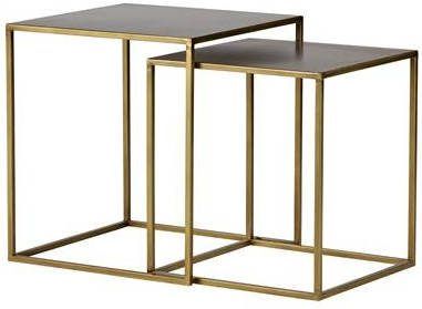 WOOOD Bijzettafel 'Ziva' Set van 2 stuks, kleur Antique Brass