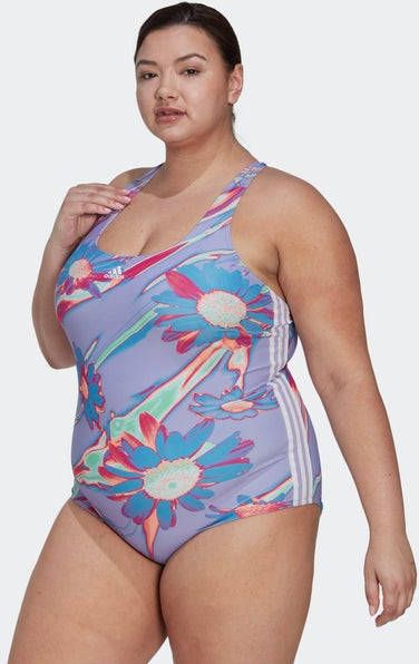 Adidas Positivisea 3 Stripes Graphic Swimsuit + Dames Badmode