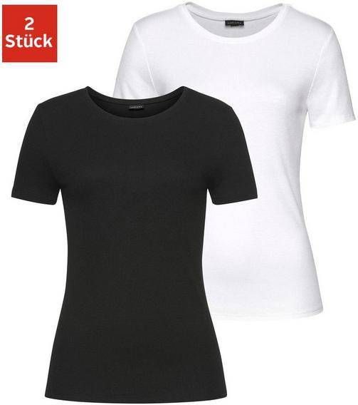 Lascana T shirt van zacht ribmateriaal(Set van 2 )