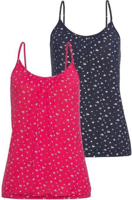 Lascana Top met spaghettibandjes met iets aangerimpelde hals(Set van 2 )