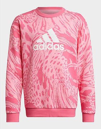 Adidas Future Icons Hybrid Animal Print Cotton Loose Sweatshirt Bliss Pink/Pulse Magenta/Black