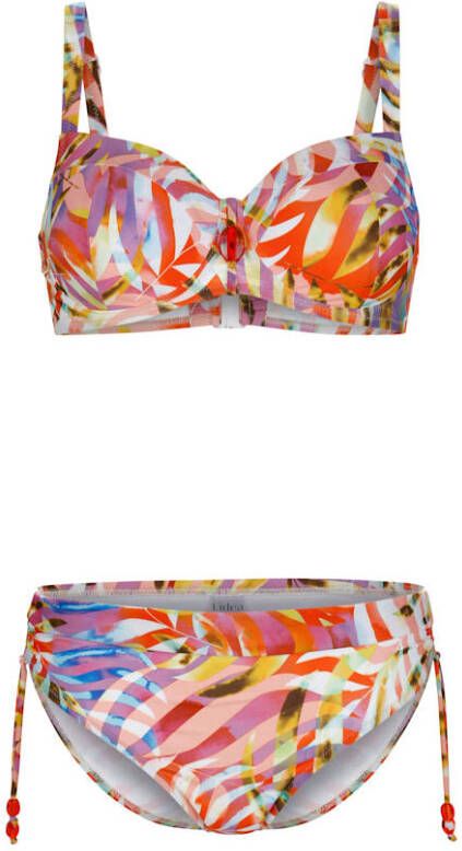 LIDEA Bikini met tropisch dessin allover Oranje