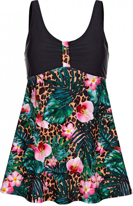 maritim Badjurk met een modieuze patronenmix Zwart/Groen/Bruin