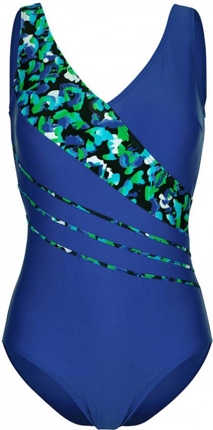 maritim Badpak met gedessineerde bies voor Royal blue