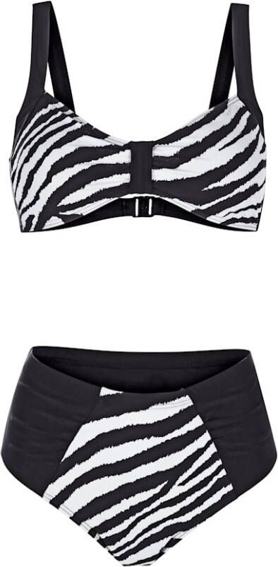 maritim Bikini met een modieuze patronenmix Zwart/Wit