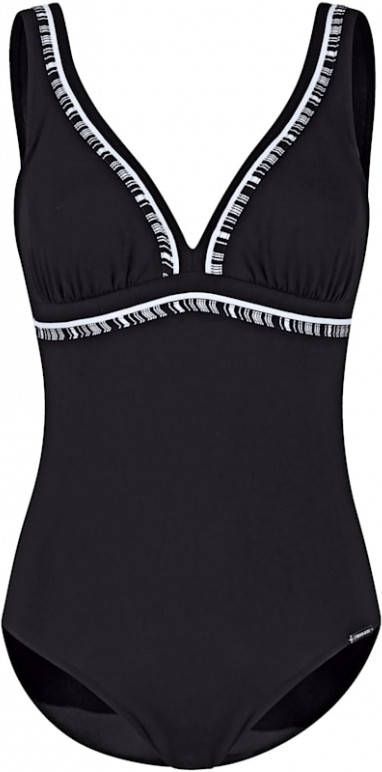 SUNMARIN Badpak met gedessineerde biezen Zwart