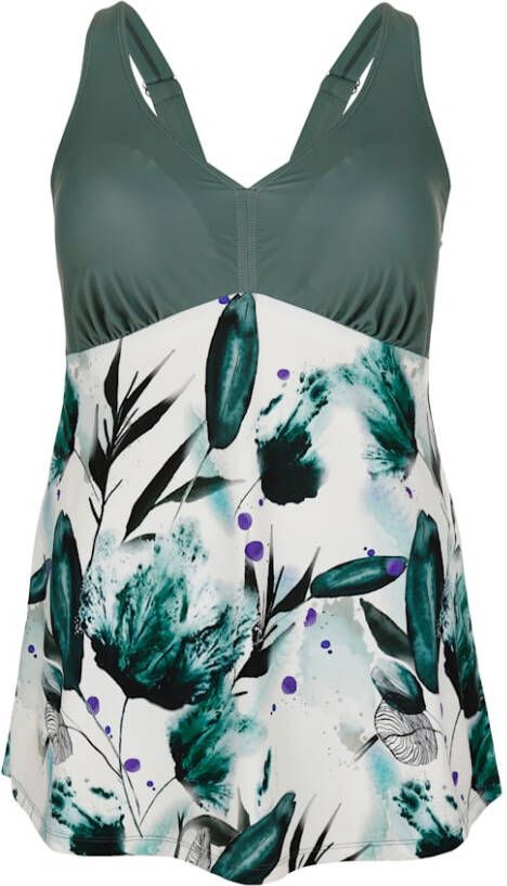 TruYou Tankini met effen en gedessineerd materiaal Groen
