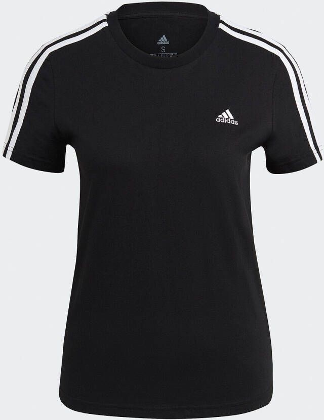 adidas loungewear essentials slim fit 3 stripes shirt zwart dames