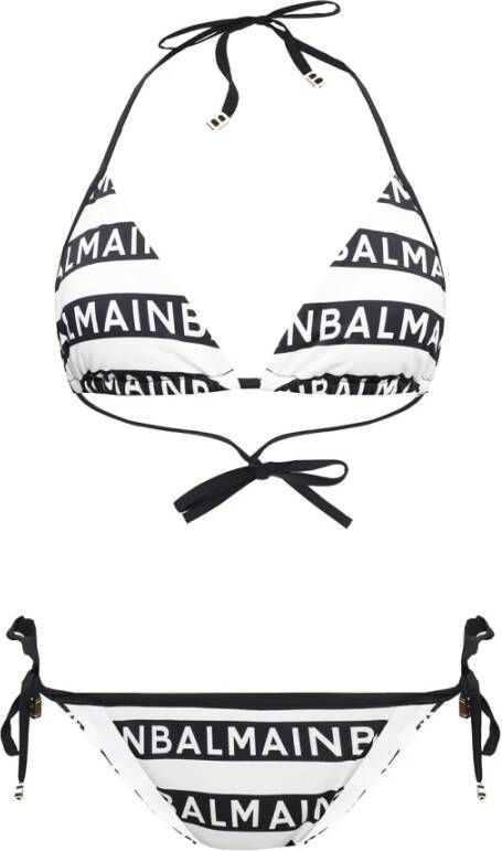 Balmain Tweedelig zwempak met logo , Zwart, Dames
